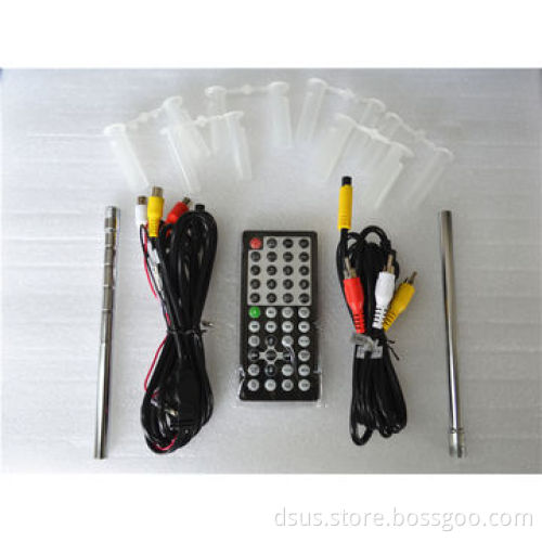In-car 8-inch headrest DVD player with swiveling screen/SD card/USB reader/FM/IR/touch buttons